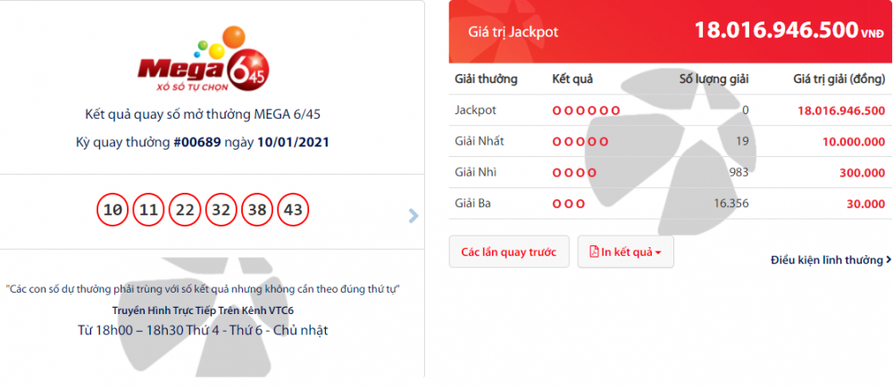 ket qua vietlott mega 645 toi 131 giai thuong tri gia hon 18 ty dong se thuoc ve ai